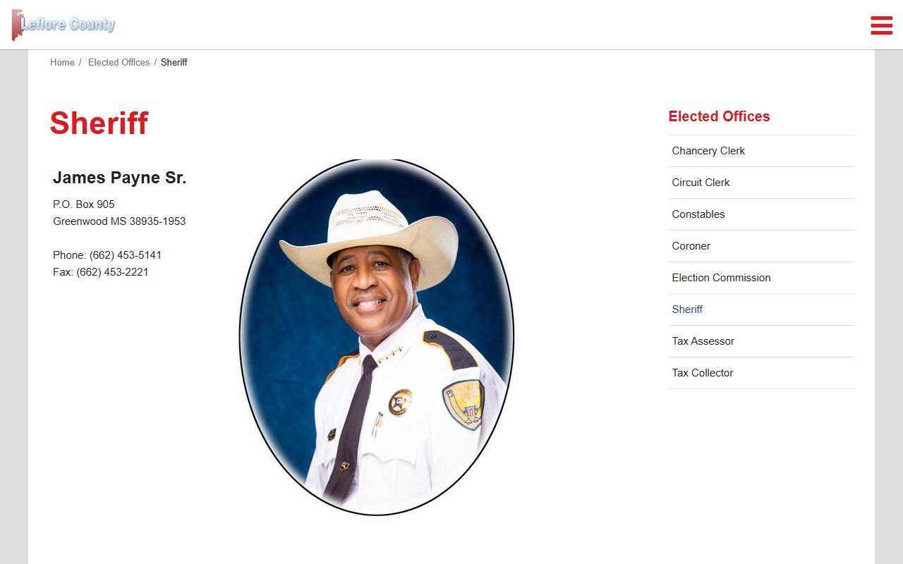 Leflore County Jail inmate records sheriff contact page